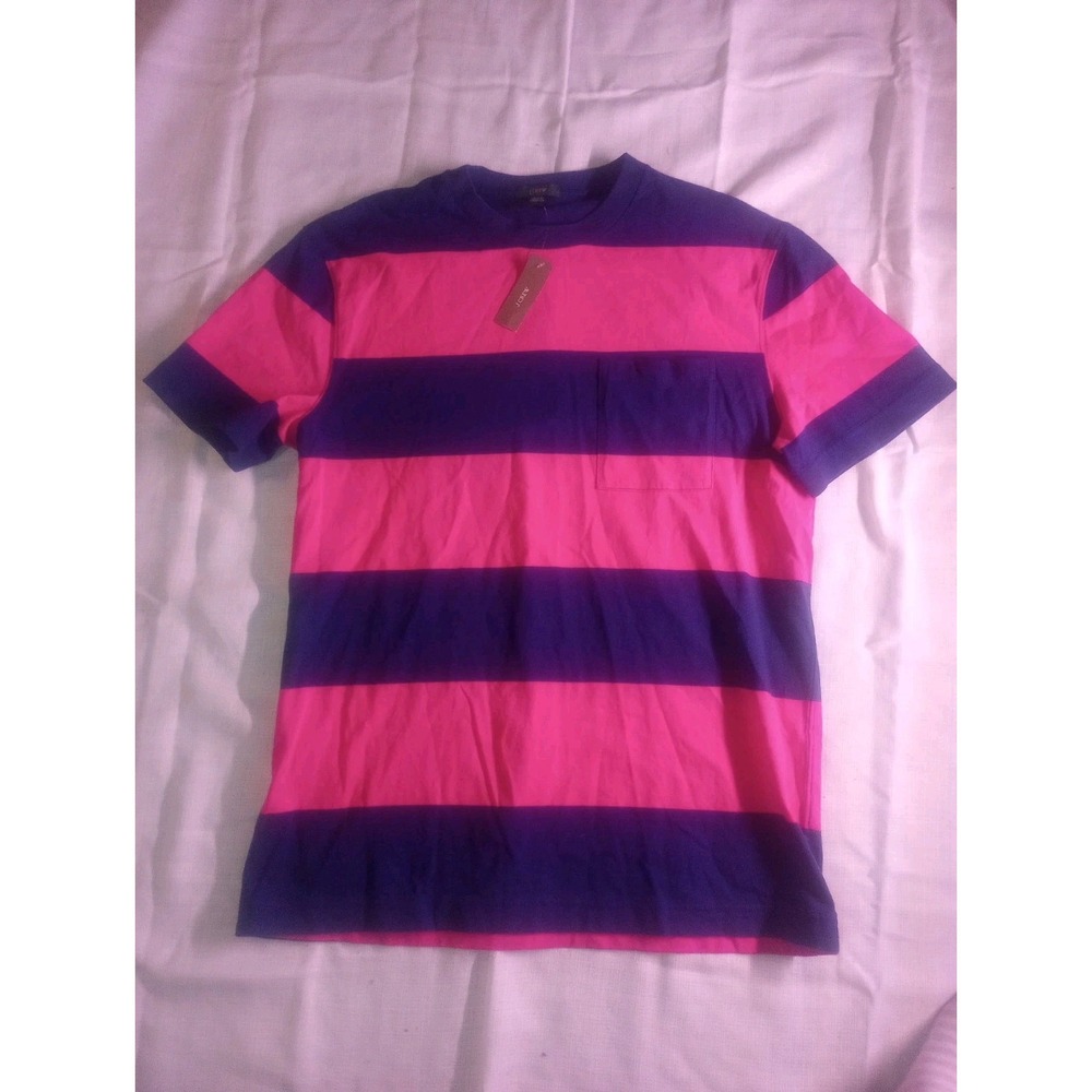 J Crew Oarsman Tag Rugby T Shirt Medium Women Blue & Pink NWT Vintage